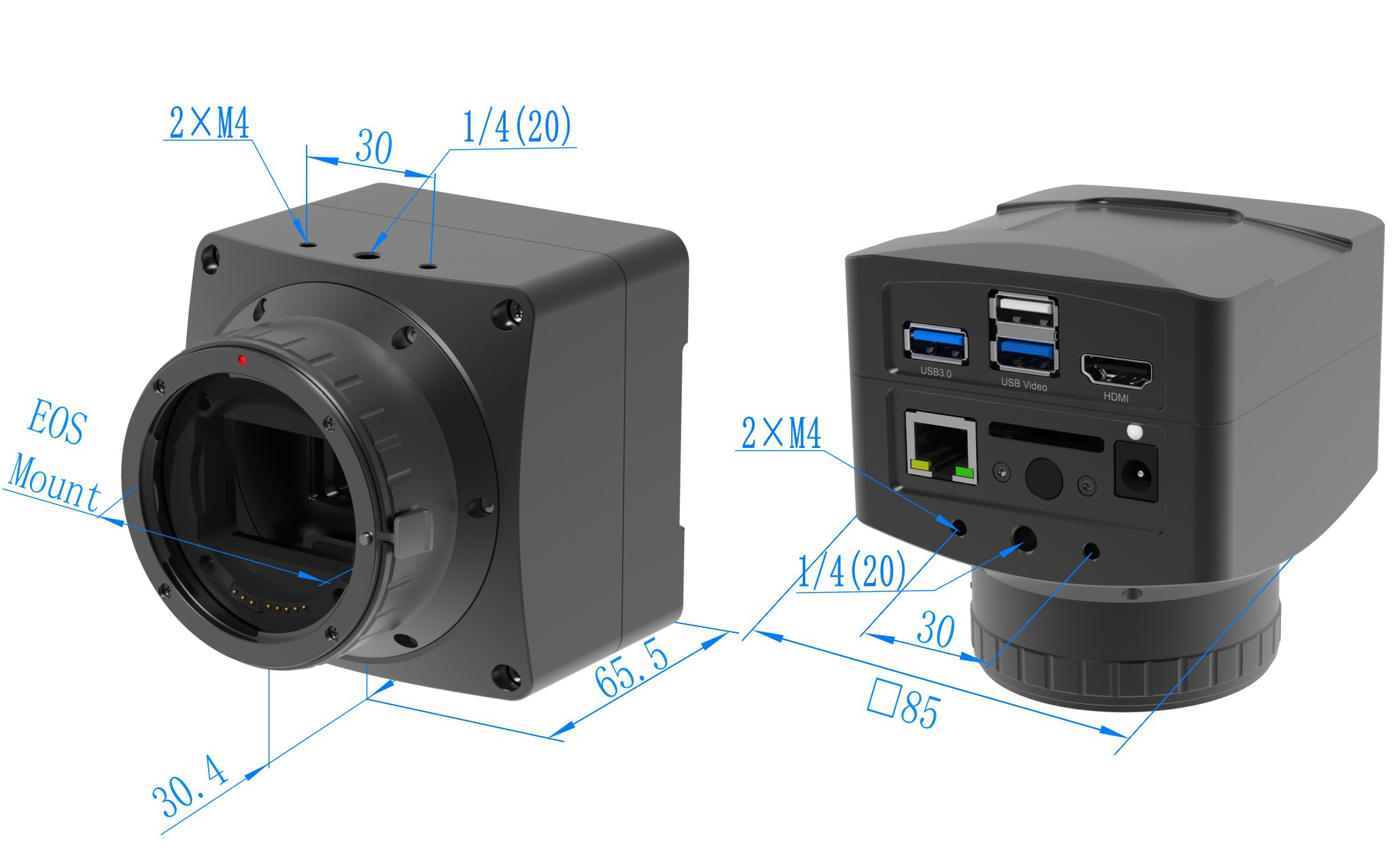 X7FCAM4K16MPA_EFL系列相機尺寸示意圖