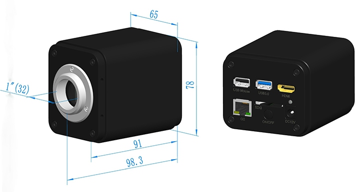 XCAM4K相機(jī)外形尺寸 XCAM4K相機(jī)外形尺寸