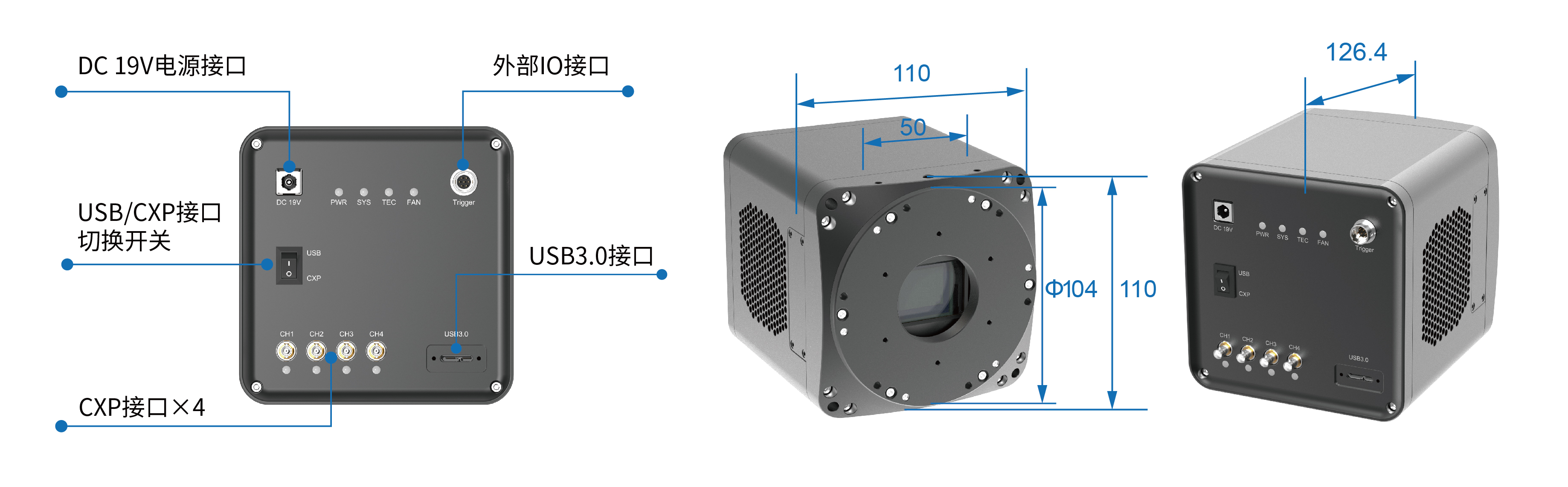 MAX相機(jī)接口及外觀尺寸 MAX相機(jī)接口及外觀尺寸